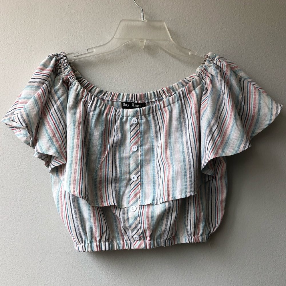 Striped Linen Crop Top